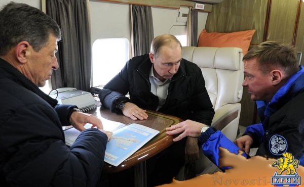 Президент с вертолета осмотрел стройку Крымского моста (ФОТО, ВИДЕО) - «Симферополь»