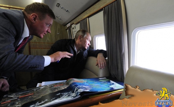 Президент с вертолета осмотрел стройку Крымского моста (ФОТО, ВИДЕО) - «Симферополь»