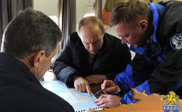 Президент с вертолета осмотрел стройку Крымского моста (ФОТО, ВИДЕО) - «Симферополь»