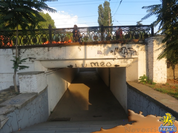 Столица Республики Крым при Геннадии Бахареве и Викторе Агееве: сдвоенная нацистская свастика на парапете входа в Екатерининский сад со стороны набережной реки Салгир (ФОТО) - «Общество Крыма»