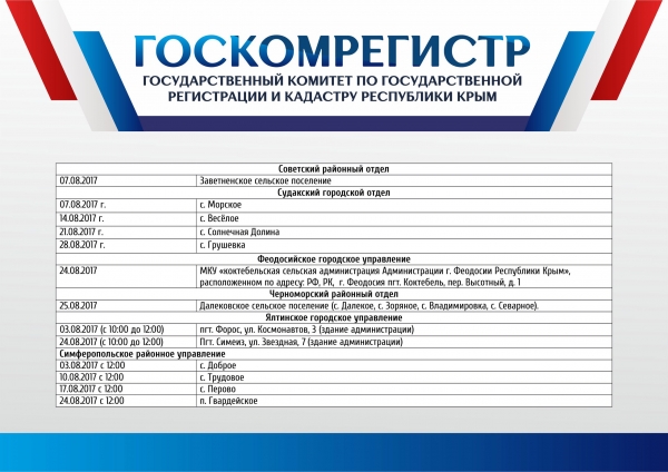 В августе специалисты Госкомрегистра проведут выездные консультации для жителей 35 крымских населенных пунктов - «Госкомрегистр»