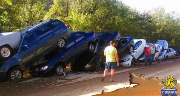 Селевой поток снес полтора десятка автомобилей на трассе Грушевка – Судак (ФОТО, ВИДЕО) - «70 лет Победы»