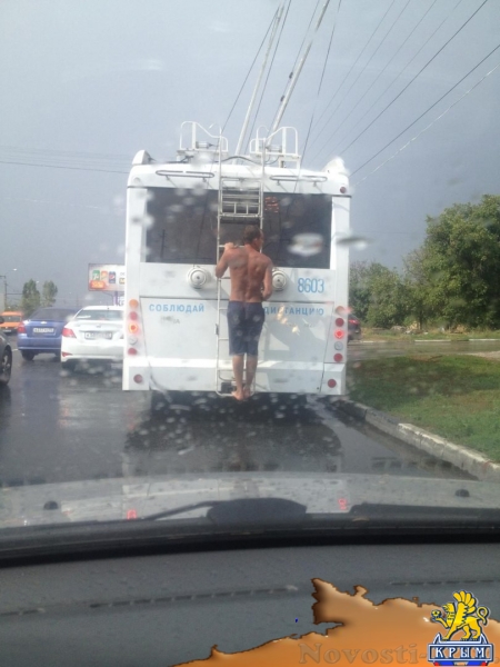 Симферопольский «заяц» настолько суров, что ездит на троллейбусе «прицепом» - «Общество»